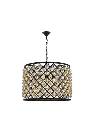 Buy matte-black-with-golden-teak-smoky-glass Madison Chandelier by Elegant Lighting