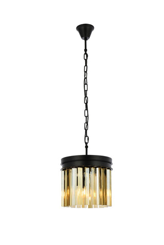 Buy matte-black-with-golden-teak-smoky-glass Sydney Pendant by Elegant Lighting