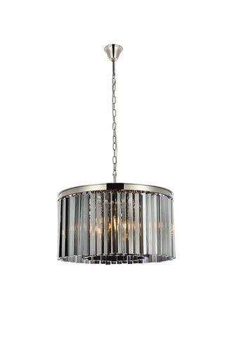 Buy polished-nickel-with-silver-shade-grey-glass-and-silver-gray-shade Sydney Chandelier by Elegant Lighting