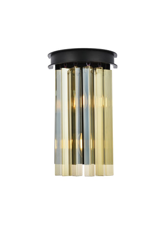 Buy matte-black-with-golden-teak-smoky-glass Sydney Outdoor (Damp) Sconce by Elegant Lighting