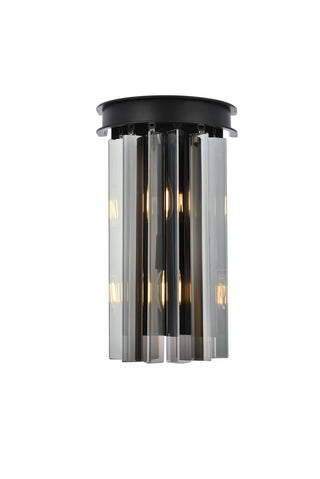 Buy matte-black-with-silver-shade-grey-glass Sydney Outdoor (Damp) Sconce by Elegant Lighting