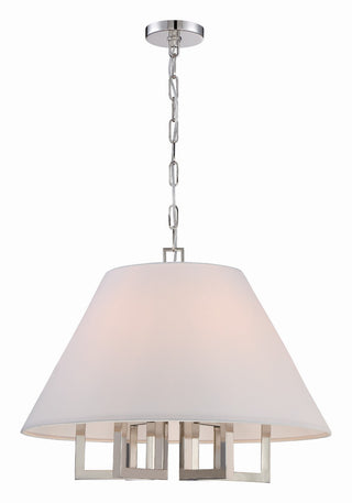 Buy polished-nickel-and-white-shade Westwood Chandelier by Crystorama