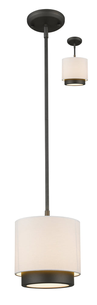 Buy factory-bronze-with-white-linen-glass-and-white-shade Jade Pendant by Z-Lite