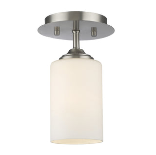 Buy brushed-nickel-with-matte-opal-glass-and-white-shade Bordeaux Flush Mount Ceiling Light by Z-Lite