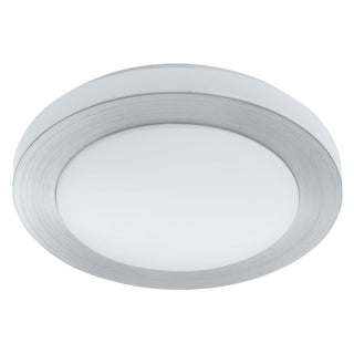 Buy brushed-aluminum-with-burshed-aluminum-white-glass-and-white-shade Carpi Outdoor (Damp) Ceiling Mount Light by Eglo USA