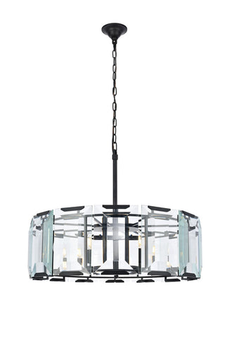 Buy flat-black-with-clear-glass-and-clear-shade Monaco Chandelier by Elegant Lighting