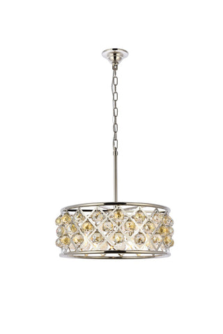 Buy polished-nickel-with-golden-teak-smoky-glass-and-gold-shade Madison Chandelier by Elegant Lighting