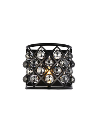 Buy matte-black-with-silver-shade-grey-glass Madison Outdoor (Damp) Sconce by Elegant Lighting