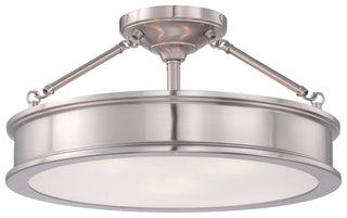 Buy brushed-nickel-with-clear-sandblast-painted-white-inside-glass Harbour Point Outdoor (Damp) Semi-Flush Mount Ceiling Light by Minka-Lavery