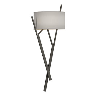 Buy dark-smoke-with-natural-anna-shade-sf-glass-and-natural-cream-shade Arbo Sconce by Hubbardton Forge