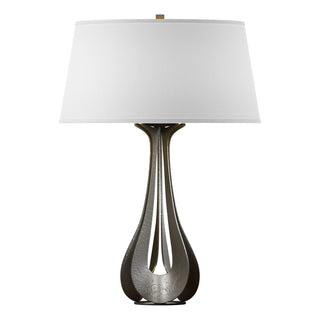Buy dark-smoke-with-natural-anna-shade-sf-glass-and-natural-cream-shade Lino Table Lamp by Hubbardton Forge