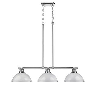Buy chrome-with-white-glass-and-white-shade Duncan Pendant by Golden
