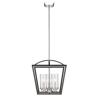 Buy matte-black-with-seeded-glass-glass-and-clear-shade Mercer Pendant by Golden