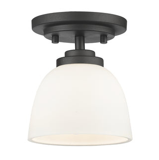 Buy bronze-with-matte-opal-glass-and-white-shade Ashton Outdoor (Damp) Flush Mount Ceiling Light by Z-Lite