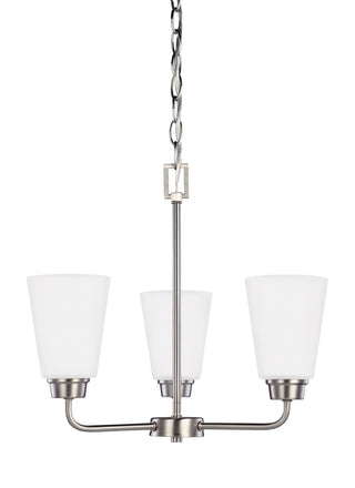 Buy brushed-nickel-with-satin-etched-glass-and-white-shade Kerrville Outdoor (Damp) Chandelier by Generation Lighting