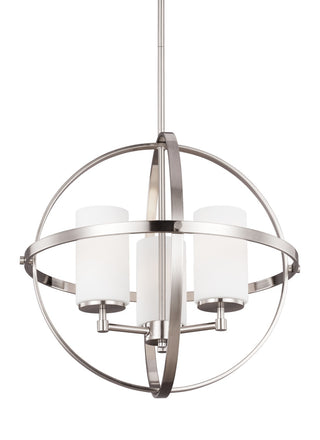 Buy brushed-nickel-with-etched-white-inside-glass-and-white-shade Alturas Outdoor (Damp) Chandelier by Generation Lighting