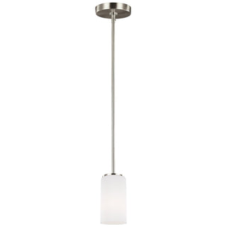 Buy brushed-nickel-with-etched-white-inside-glass-and-white-shade Alturas Outdoor (Damp) Pendant by Generation Lighting