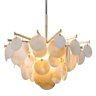 Buy gold-leaf-with-natural-stone-glass Serenity Chandelier by Corbett Lighting