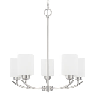 Buy brushed-nickel-with-soft-white-glass-and-white-shade Dixon Chandelier by Capital Lighting