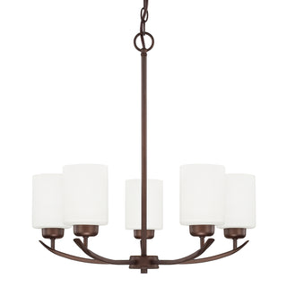 Buy bronze-with-soft-white-glass-and-white-shade Dixon Chandelier by Capital Lighting
