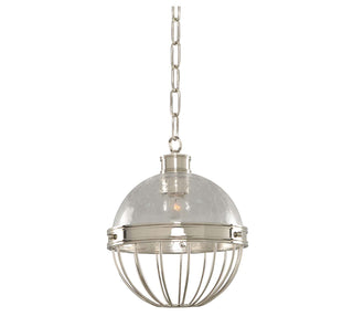 Buy polished-nickel-and-clear-textured-shade Montauk Pendant by Kalco