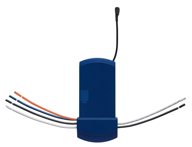 Fanimation BTR9U fanSync Bluetooth receiver in blue, with antenna and wiring leads [Fanimation-BTR9U|MAIN]