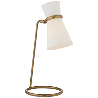 Buy hand-rubbed-antique-brass-with-3-75-x-5-x-5-5-linen-glass-and-white-shade Clarkson Lamp by Visual Comfort Signature