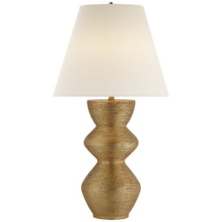Buy gild-with-8-x-15-x-11-75-round-linen-glass Utopia Table Lamp by Visual Comfort Signature