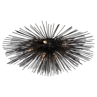 Buy aged-iron-and-amber-brown-shade Strada Outdoor (Damp) Flush Mount Ceiling Light by Visual Comfort Signature