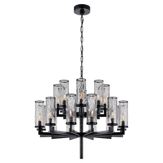 Buy bronze-with-crackle-glass-glass-and-clear-textured-shade Liaison Outdoor (Damp) Chandelier by Visual Comfort Signature