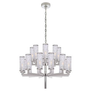 Buy polished-nickel-with-crackle-glass-glass-and-clear-textured-shade Liaison Outdoor (Damp) Chandelier by Visual Comfort Signature