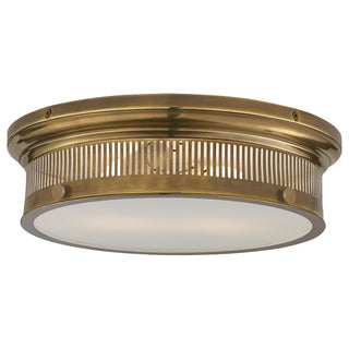 Buy antique-burnished-brass-with-white-glass-glass Alderly Outdoor (Damp) Flush Mount Ceiling Light by Visual Comfort Signature
