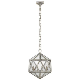 Buy burnished-silver-leaf-with-antique-mirror-glass-and-clear-textured-shade Zeno Lantern by Visual Comfort Signature
