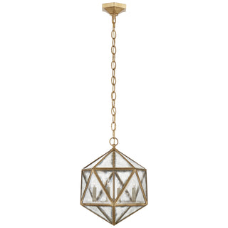Buy gilded-iron-with-antique-mirror-glass-and-clear-textured-shade Zeno Lantern by Visual Comfort Signature