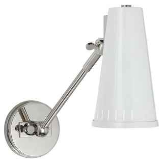 Buy polished-nickel-with-antique-white-glass-and-metal-shade Antonio Sconce by Visual Comfort Signature
