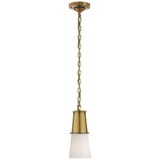 Buy hand-rubbed-antique-brass-with-white-glass-glass-and-white-shade Robinson Outdoor (Damp) Pendant by Visual Comfort Signature