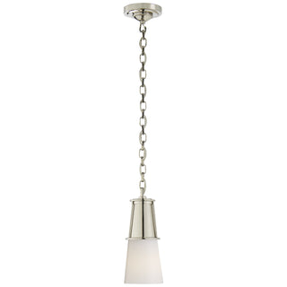 Buy polished-nickel-with-white-glass-glass-and-white-shade Robinson Outdoor (Damp) Pendant by Visual Comfort Signature