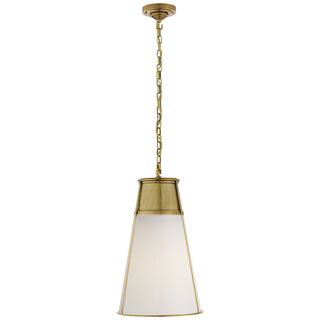 Buy hand-rubbed-antique-brass-with-white-glass-glass Robinson Outdoor (Damp) Pendant by Visual Comfort Signature
