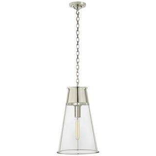 Buy polished-nickel-with-clear-glass-glass Robinson Outdoor (Damp) Pendant by Visual Comfort Signature