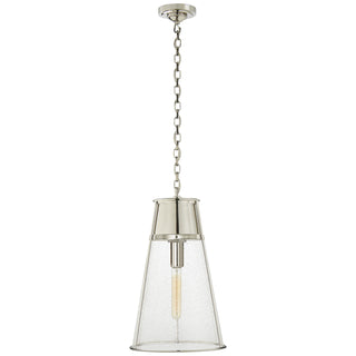 Buy polished-nickel-with-seeded-glass-glass Robinson Outdoor (Damp) Pendant by Visual Comfort Signature