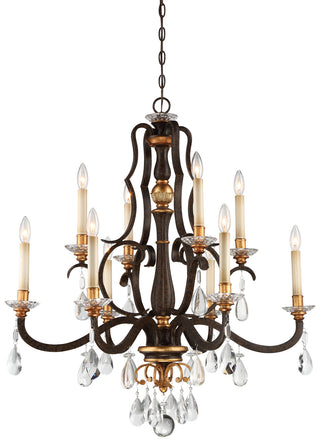 Buy raven-bronze-with-sunburst-gold-leaf-highlights Chateau Nobles Chandelier by Metropolitan