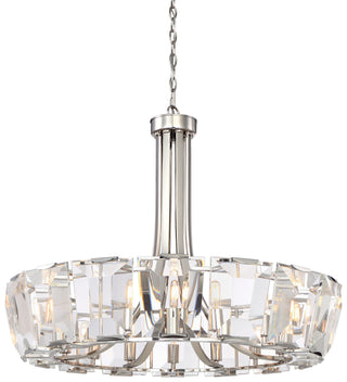 Buy polished-nickel-with-clear-crystal-glass Castle Aurora Chandelier by Metropolitan