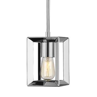 Buy chrome-with-x-glass-and-metal-shade Smyth Mini Pendant by Golden