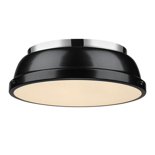 Buy chrome-with-black-glass-and-black-shade Duncan Outdoor (Damp) Flush Mount Ceiling Light by Golden