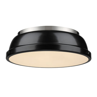 Buy pewter-with-black-glass-and-black-shade Duncan Outdoor (Damp) Flush Mount Ceiling Light by Golden
