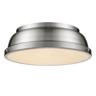 Buy pewter-with-pewter-glass-and-silver-gray-shade Duncan Outdoor (Damp) Flush Mount Ceiling Light by Golden