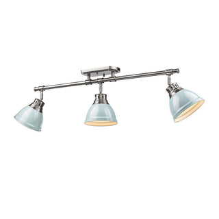 Buy pewter-with-seafoam-glass Duncan Outdoor (Damp) Directional Semi-Flush Mount Light by Golden