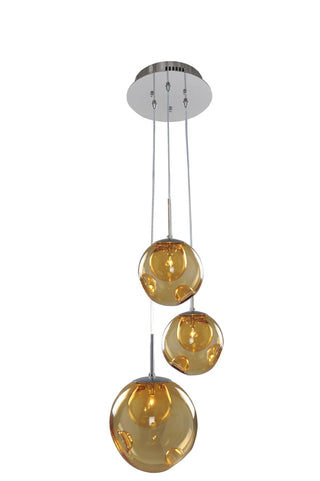Buy chrome-with-faux-calcite-standard-glass-glass Meteor Pendant by Kalco