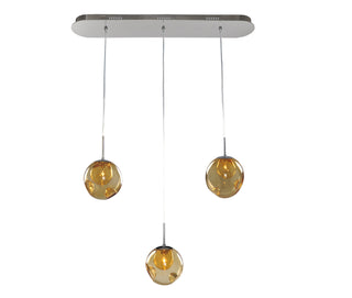 Buy chrome-with-faux-calcite-standard-glass-glass-and-yellow-shade Meteor Pendant by Kalco