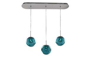 Buy chrome-with-faux-calcite-standard-glass-glass-and-blue-shade Meteor Pendant by Kalco